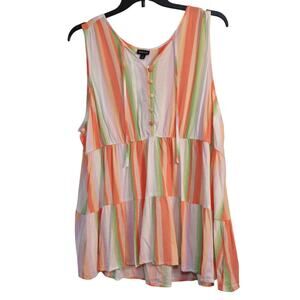Torrid Rayon Slub Button Front Tiered Tank Womens Plus Size 2X Striped